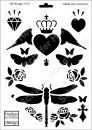 Schablone-Stencil A4 153-1715 Libelle, Herz mit Krone